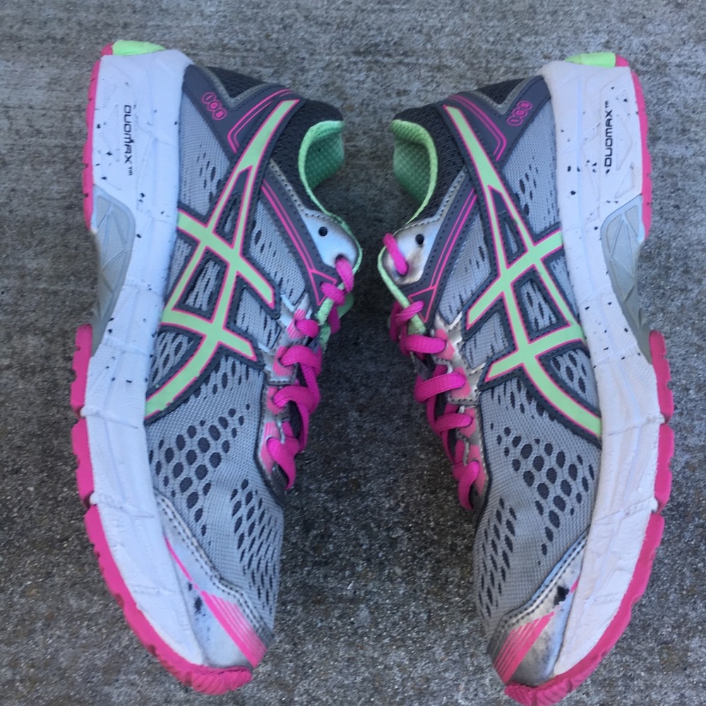 Asics GEL GT 1000 Running Gray Pink Green Shoe - Picture 3 of 8
